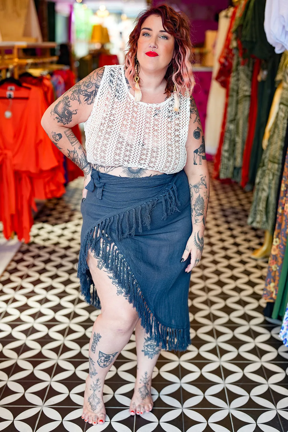 Hemp Sarong - Navy