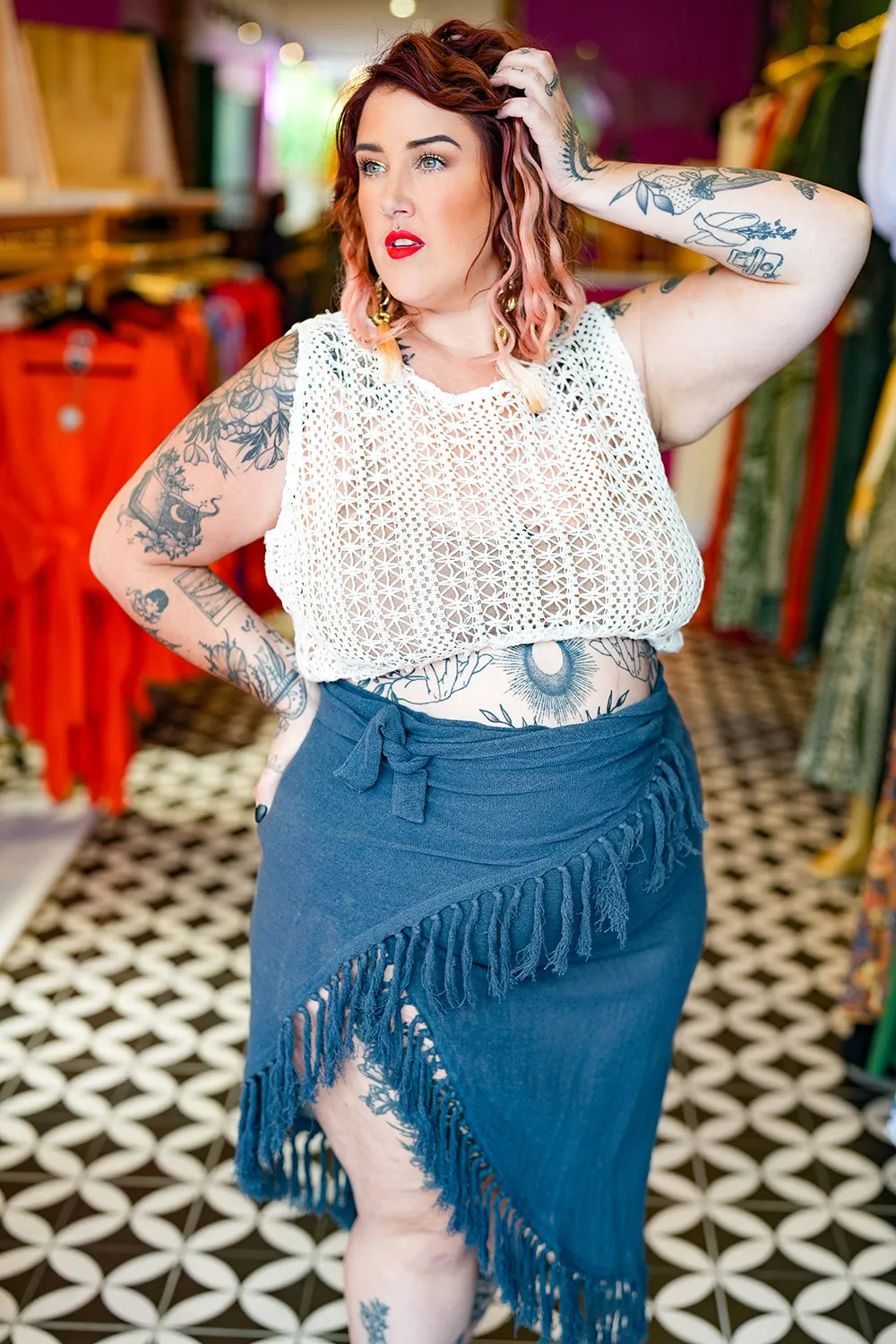 Hemp Sarong - Navy