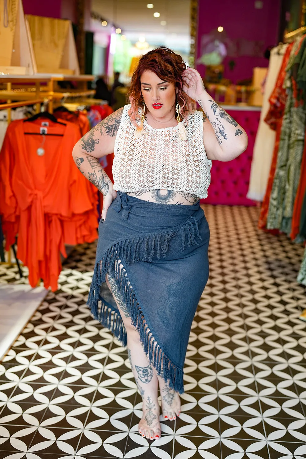 Hemp Sarong - Navy