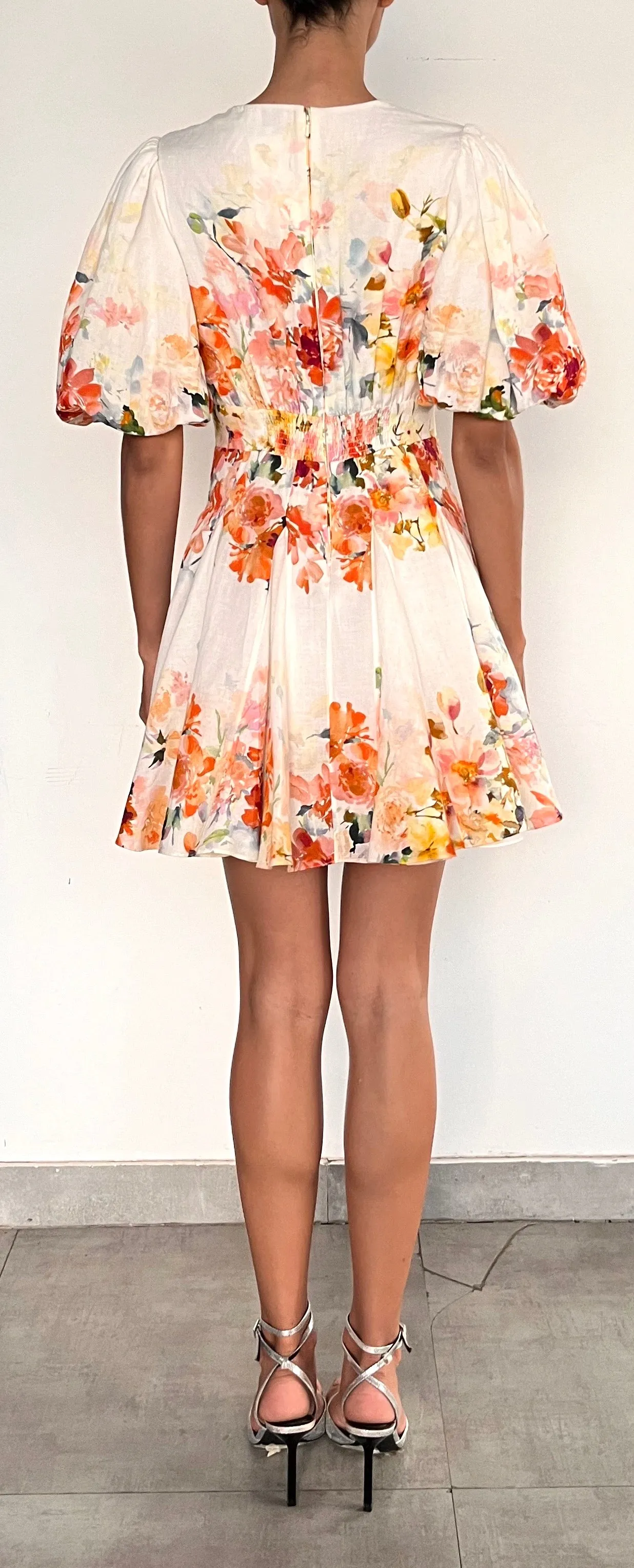 SHORT DRESS IN IVORY FLORAL