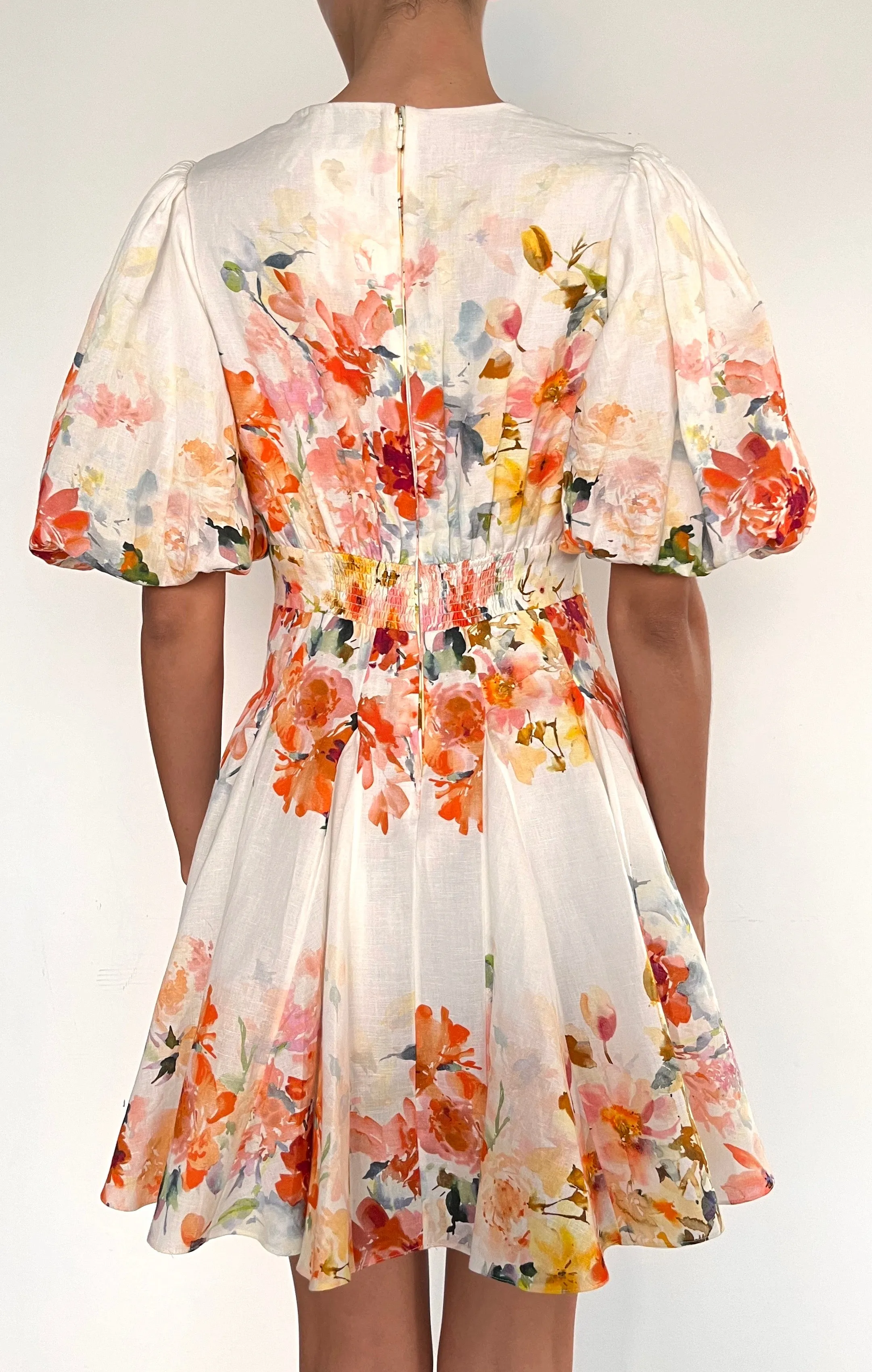 SHORT DRESS IN IVORY FLORAL