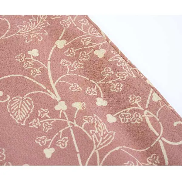 Vintage Haori Kimono Jacket Silk, Muted Pink, Maples, Classic Arabesque Pattern