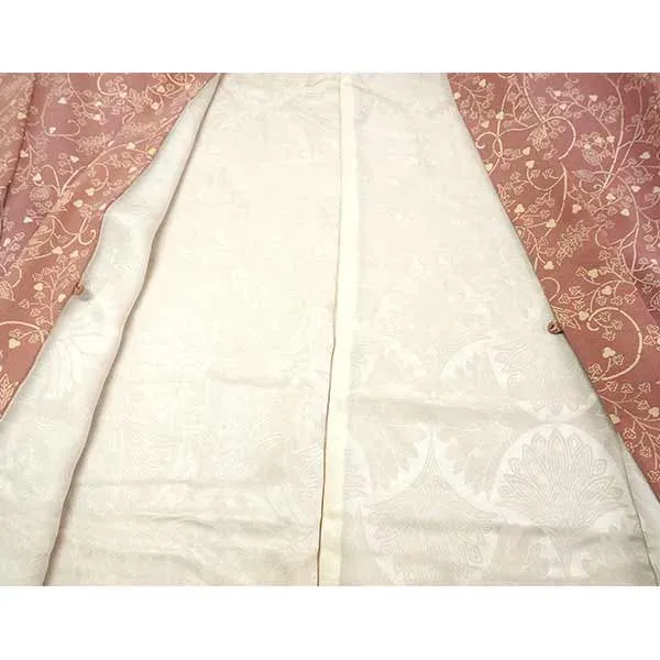 Vintage Haori Kimono Jacket Silk, Muted Pink, Maples, Classic Arabesque Pattern